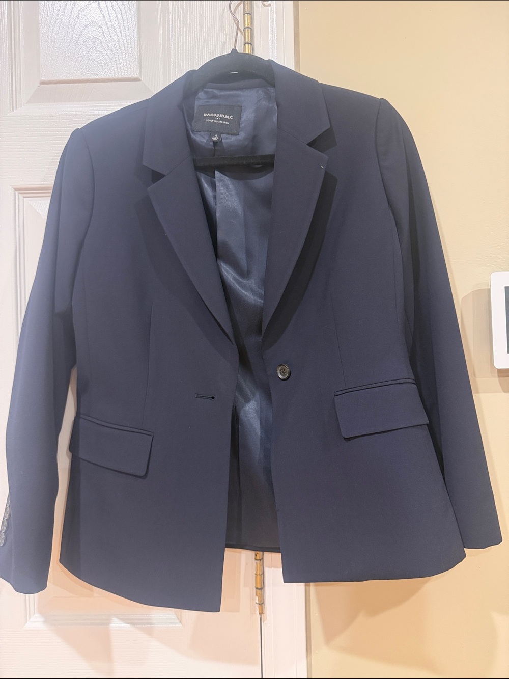 Banana Republic Sculpted Stretch Navy Single-Button Blazer 4P